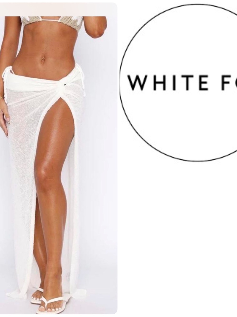 ‼️WOW‼️White 🤍Fox Boutique White Sheer Knot-Detail Maxi Sarong NWT‼️🤍